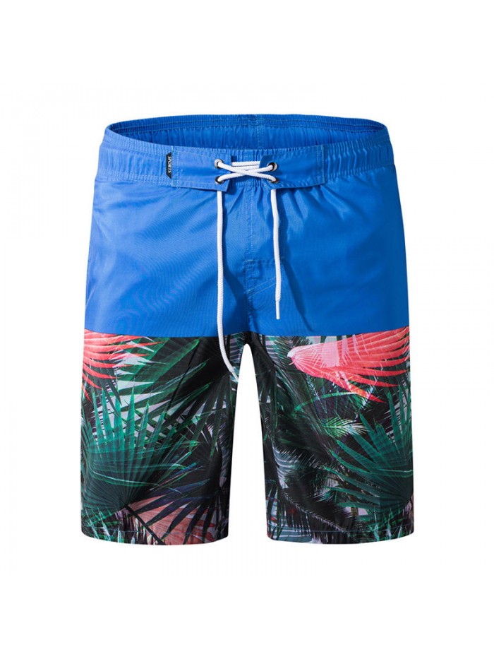 Mens Loose Quick Drying Casual Printing Splice Beach Board Shorts