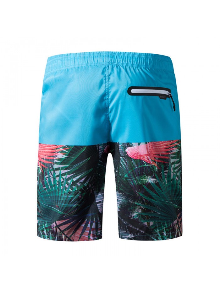 Mens Loose Quick Drying Casual Printing Splice Beach Board Shorts