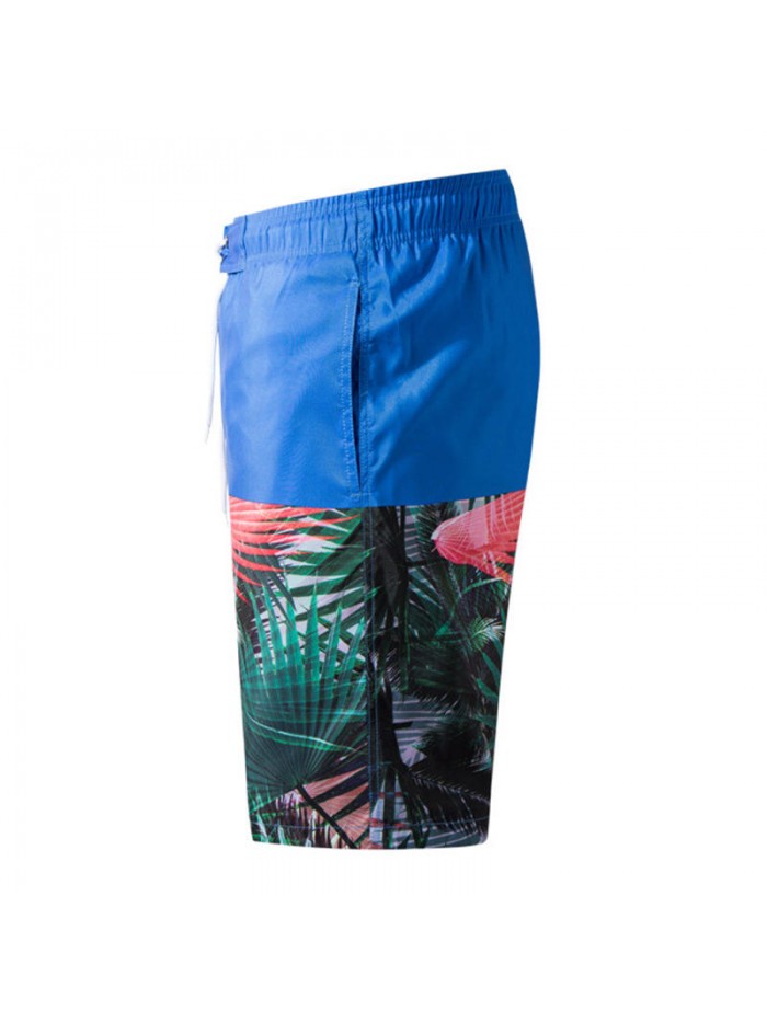 Mens Loose Quick Drying Casual Printing Splice Beach Board Shorts