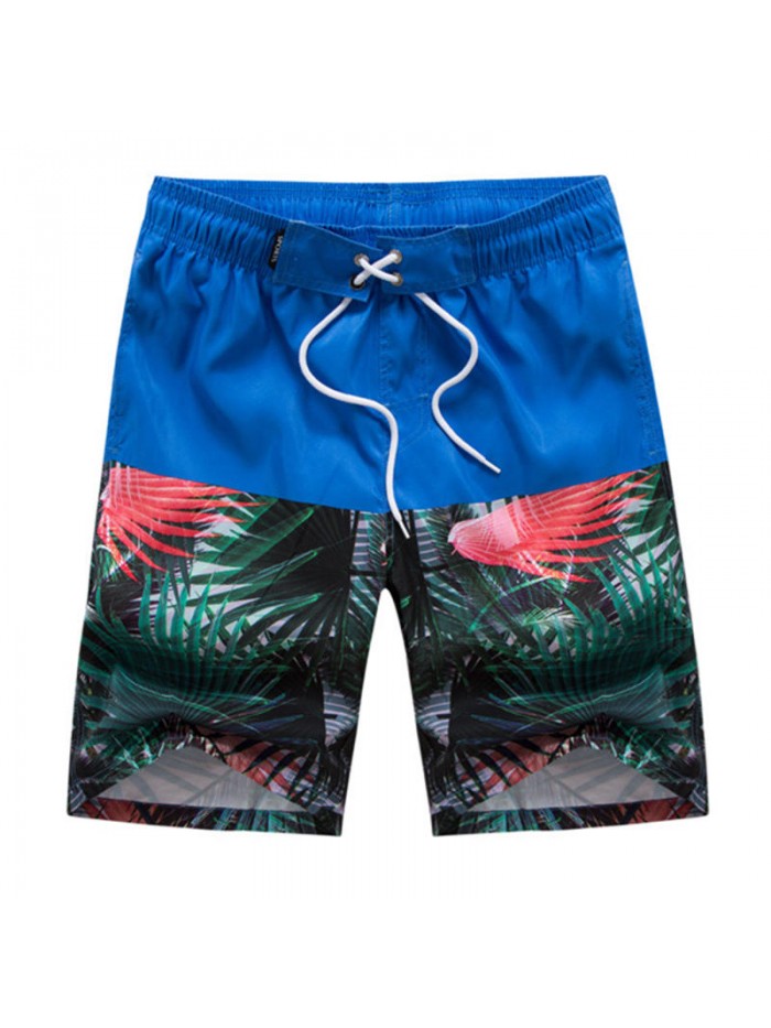 Mens Loose Quick Drying Casual Printing Splice Beach Board Shorts