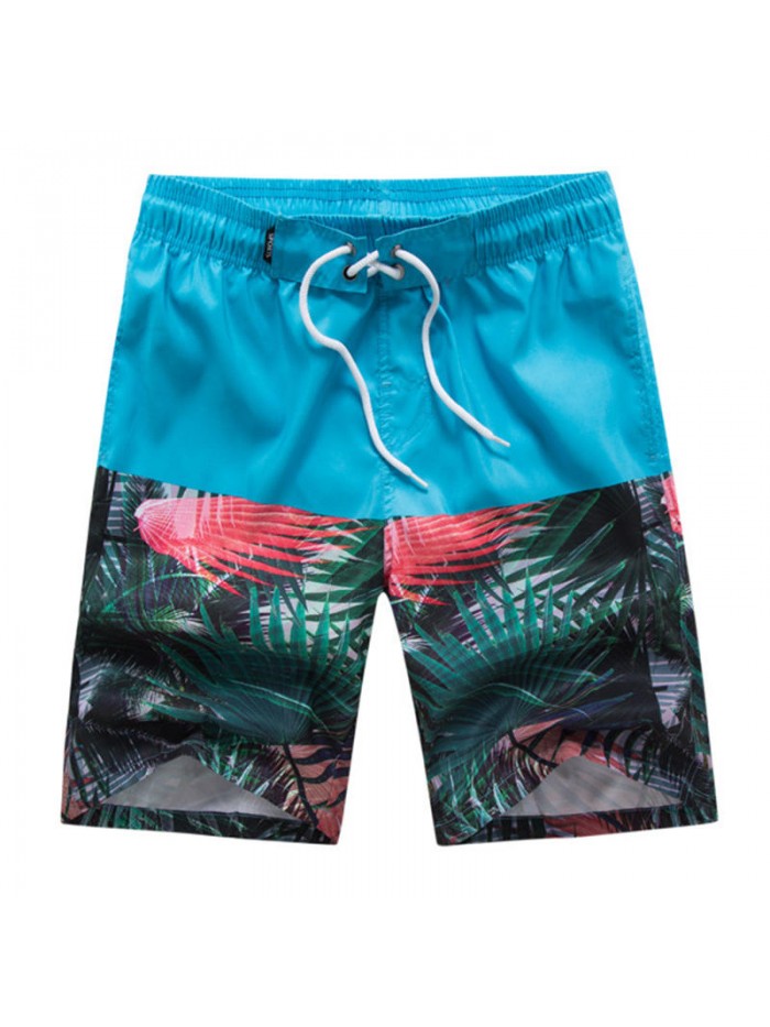 Mens Loose Quick Drying Casual Printing Splice Beach Board Shorts