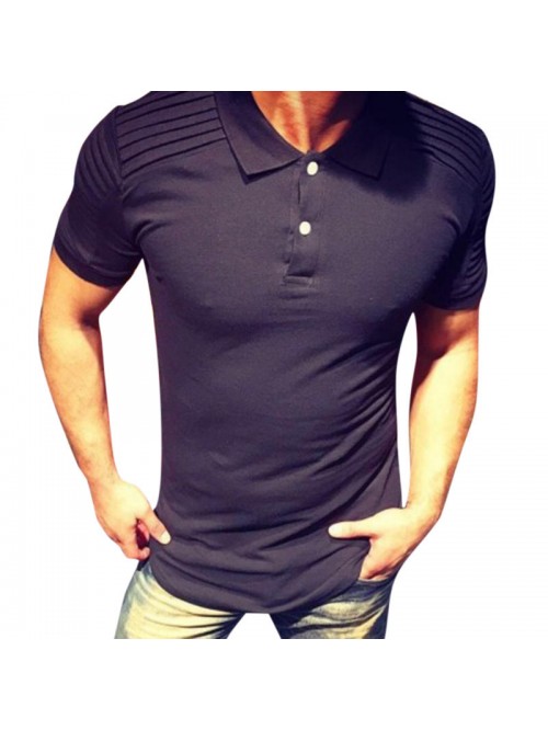 Mens Leisure Short Sleeve Tops Summer Turn-down Co...