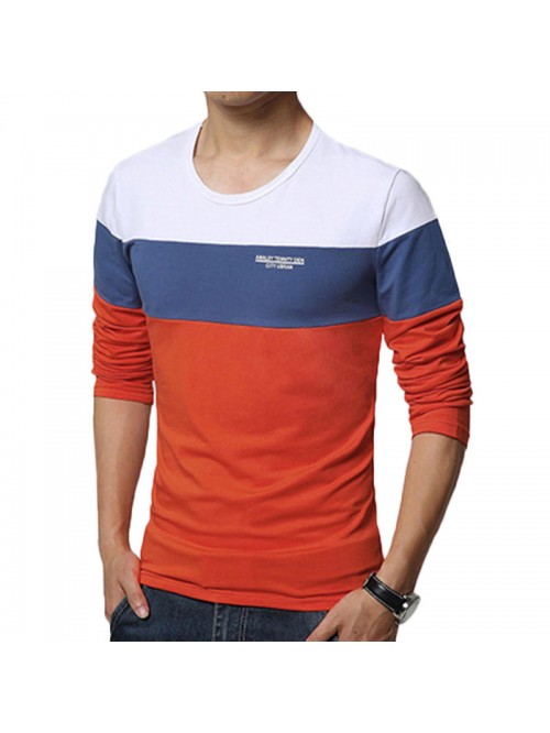 Men casual color block long sleeve