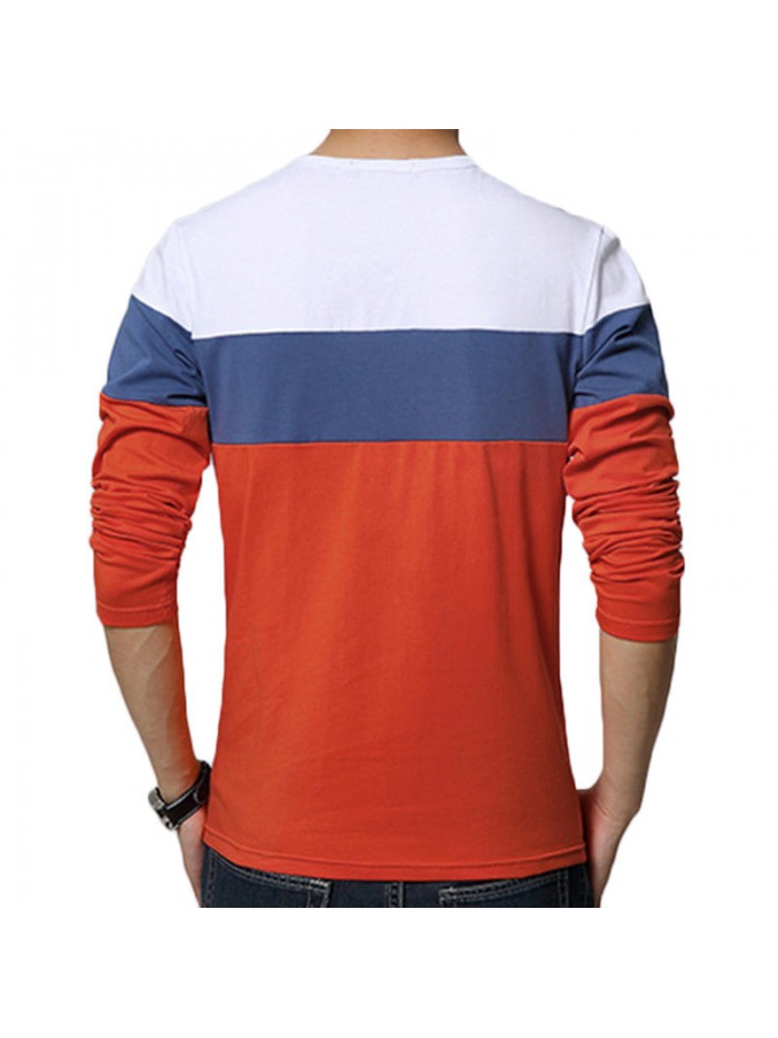 Men casual color block long sleeve