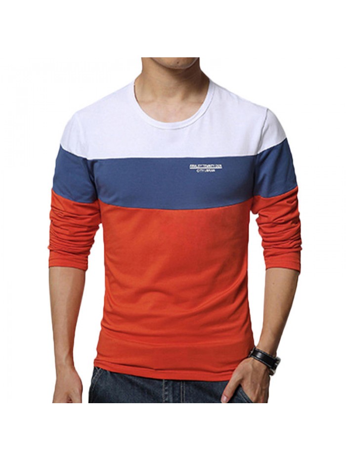 Men casual color block long sleeve