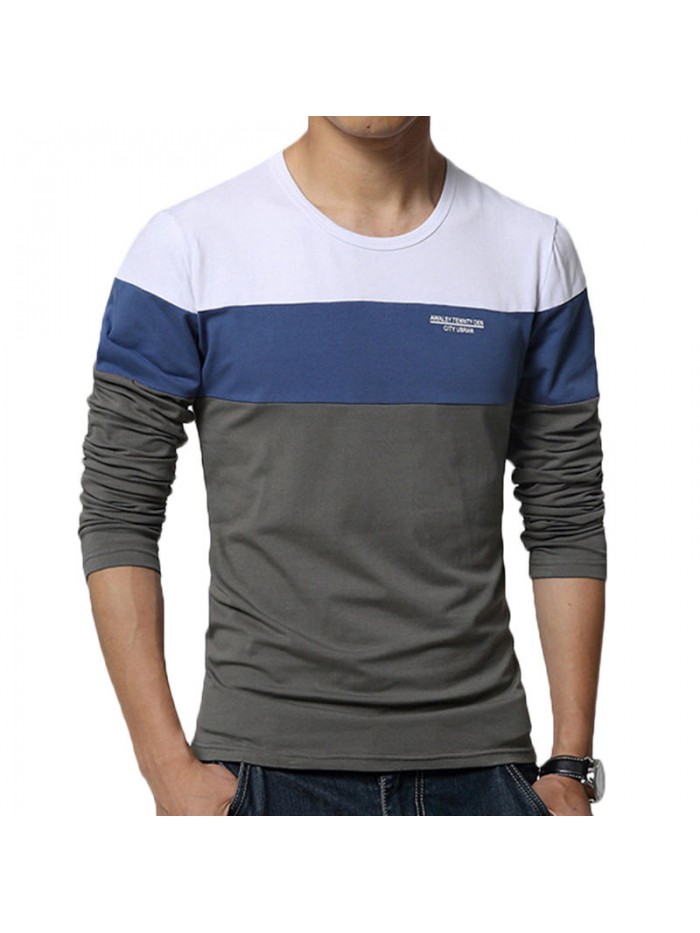 Men casual color block long sleeve