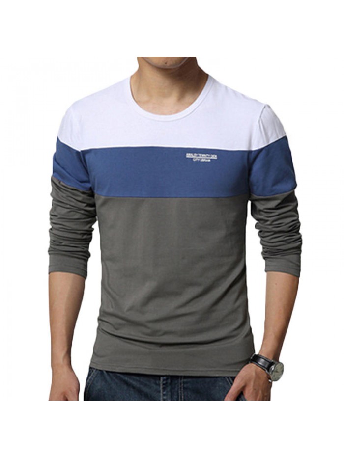 Men casual color block long sleeve