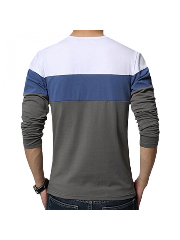 Men casual color block long sleeve