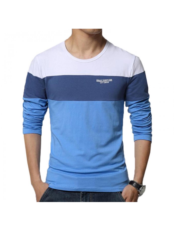 Men casual color block long sleeve