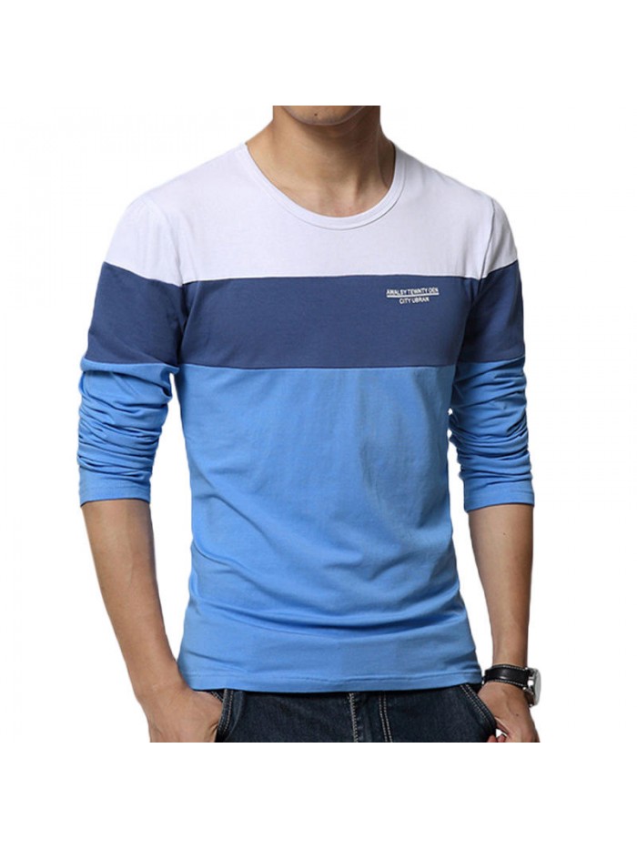 Men casual color block long sleeve