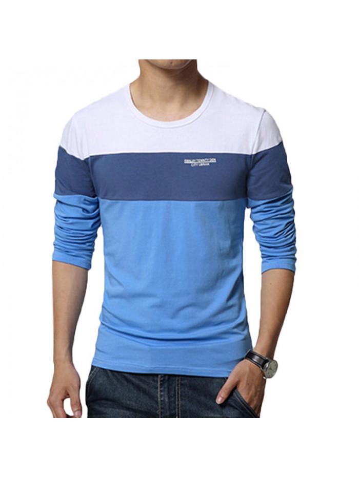 Men casual color block long sleeve