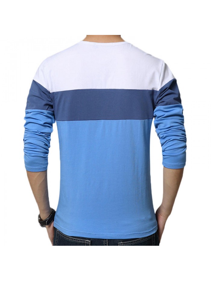 Men casual color block long sleeve