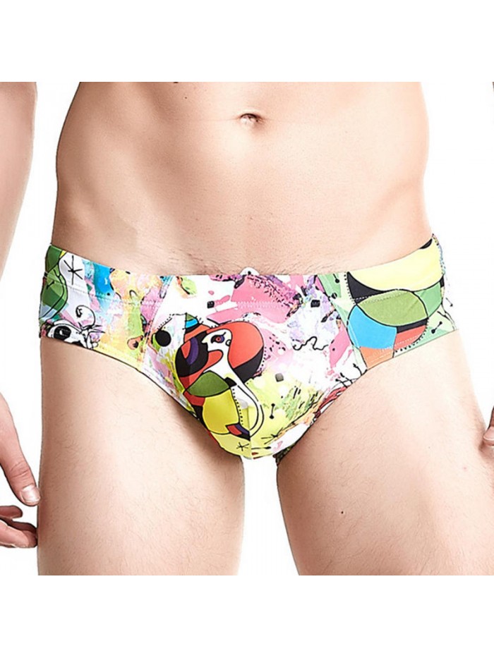 Printing Trunks Drawstring Sexy Low Waist Bikini Swim Briefs Swimwear with 3D Protected Cup