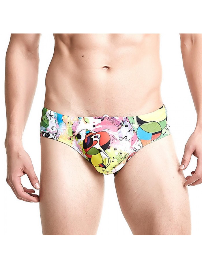 Printing Trunks Drawstring Sexy Low Waist Bikini Swim Briefs Swimwear with 3D Protected Cup