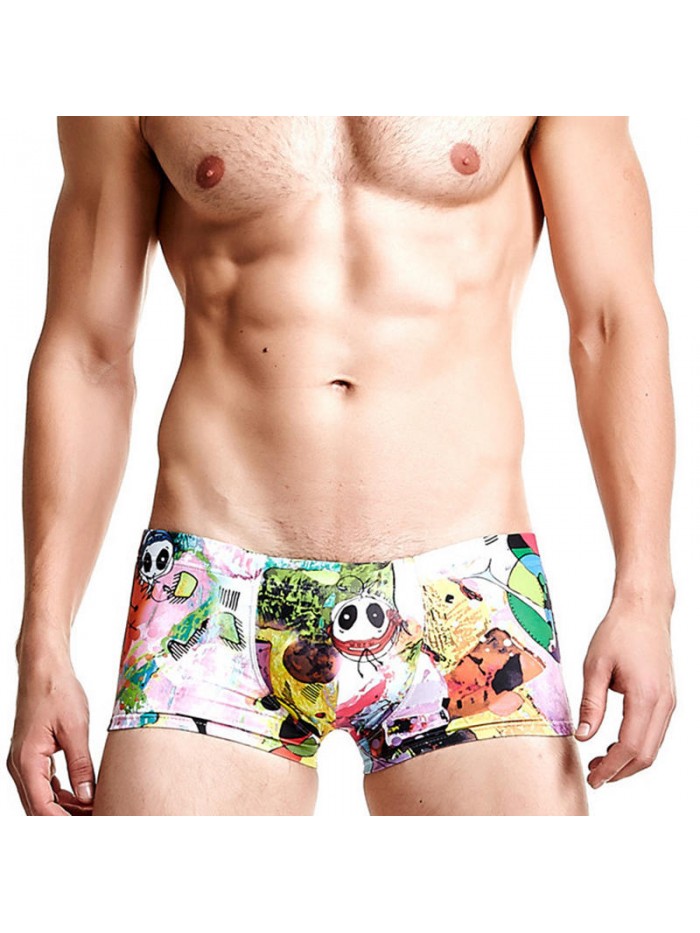 Mens Printing Trunks Drawstring Designer Swimwear with 3D Cup