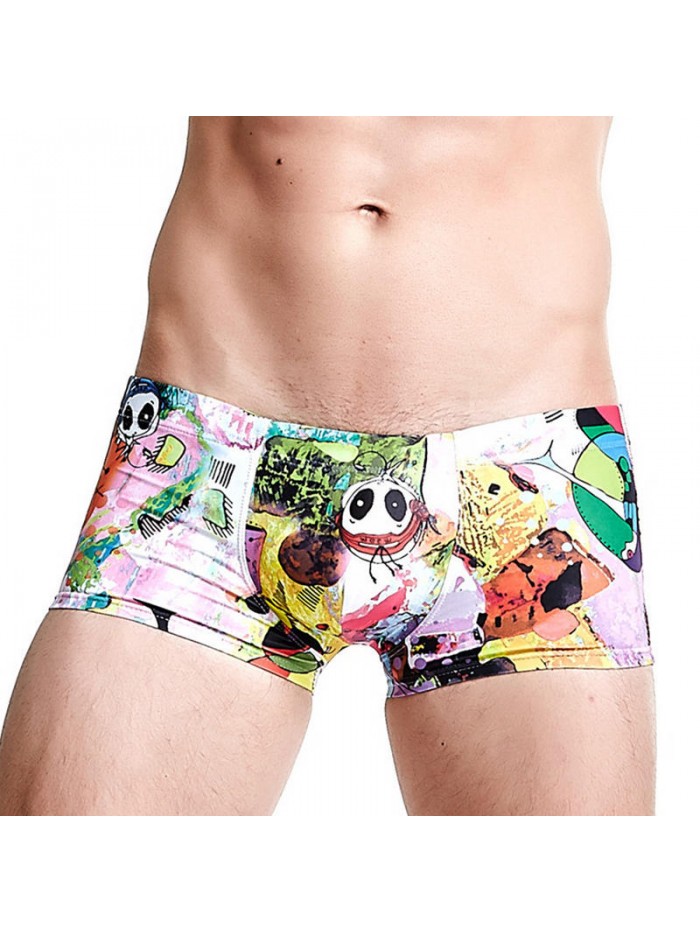 Mens Printing Trunks Drawstring Designer Swimwear with 3D Cup