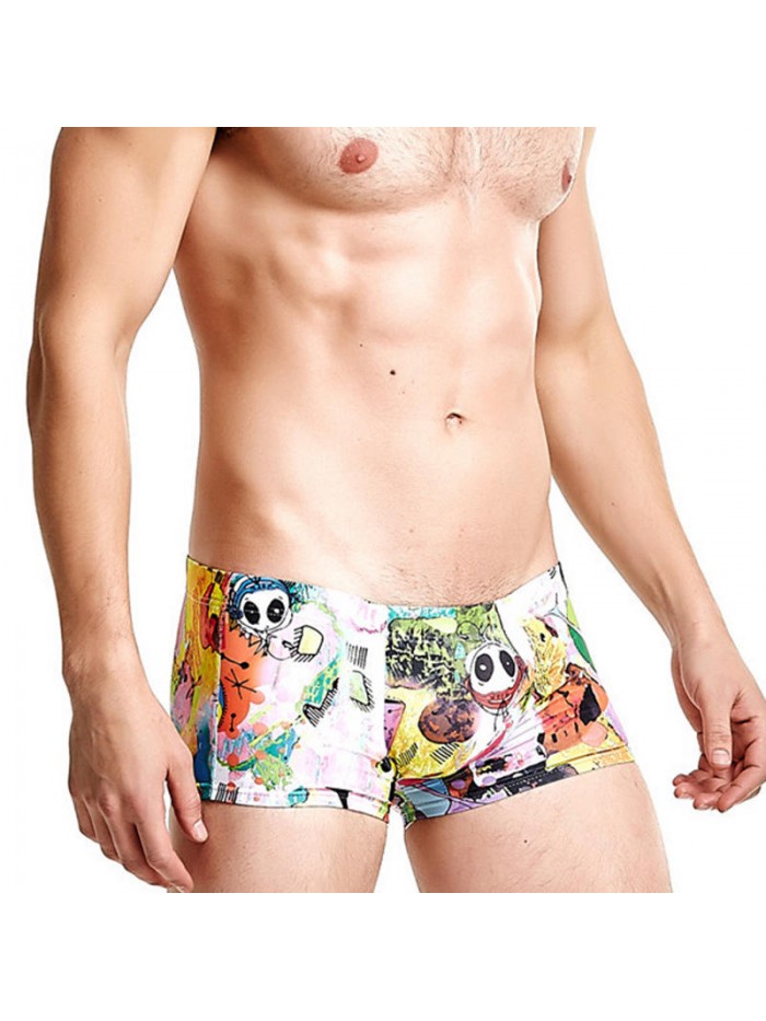 Mens Printing Trunks Drawstring Designer Swimwear with 3D Cup