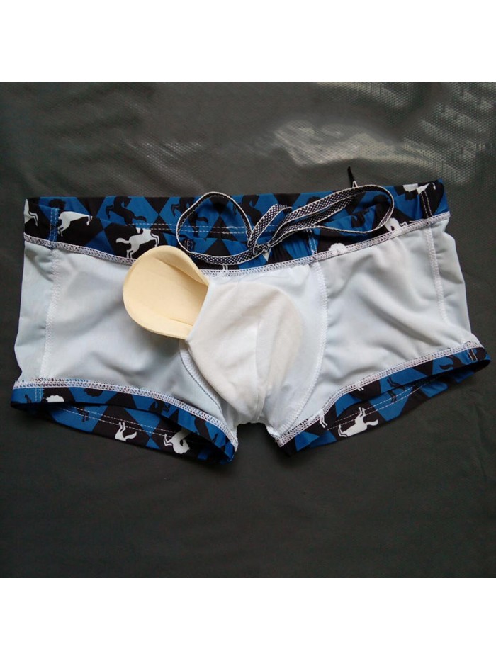 Mens Printing Trunks Drawstring Designer Swimwear with 3D Cup