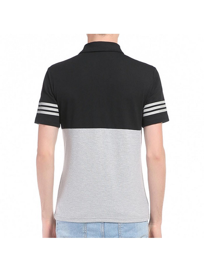 Summer Leisure Cotton Turn-down Collar Stripe Tops Large Size Comfy Loose T-shirts for Men