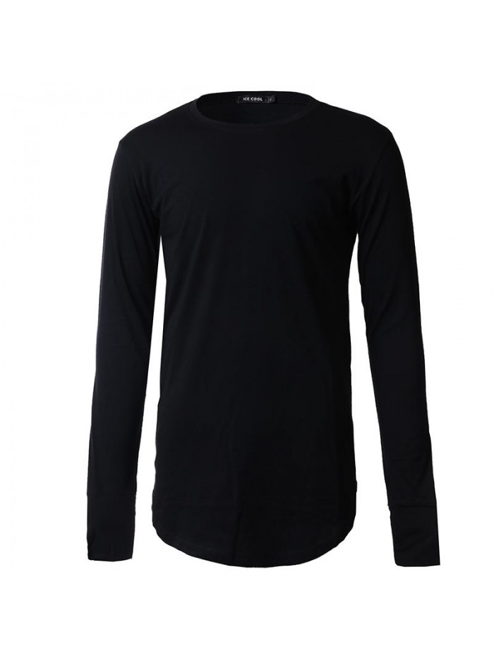 Men Autumn Fashion Cotton Solid Color Tops O-neck Gray Black Slim Long Sleeve T-shirts