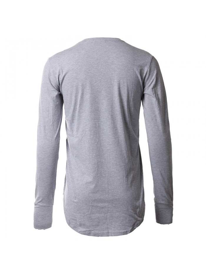 Men Autumn Fashion Cotton Solid Color Tops O-neck Gray Black Slim Long Sleeve T-shirts