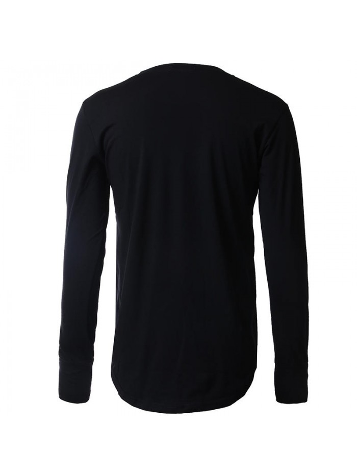 Men Autumn Fashion Cotton Solid Color Tops O-neck Gray Black Slim Long Sleeve T-shirts