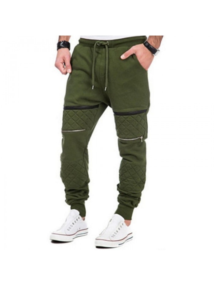 Men's Sport Polyester Fit Zipper Drawstring Mid Rise Casual Harem Pants