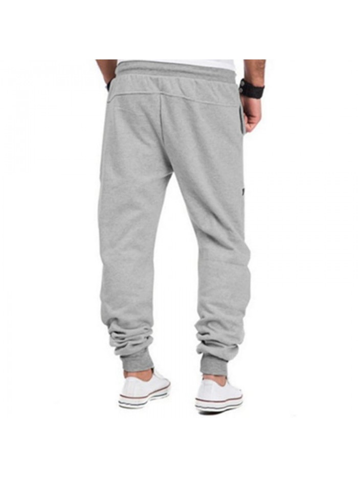 Men's Sport Polyester Fit Zipper Drawstring Mid Rise Casual Harem Pants