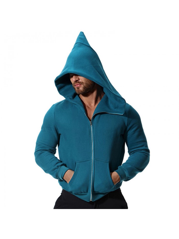 Winter Hooded Zipper Long Sleeve Solid Color Casual Hoodies Sweatshirts  For Men