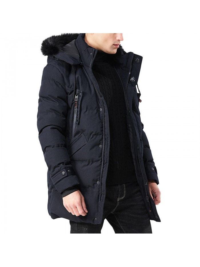 Winter Thick Warm Windproof Removable Furry Hood Outwear Jacket Parka for Men