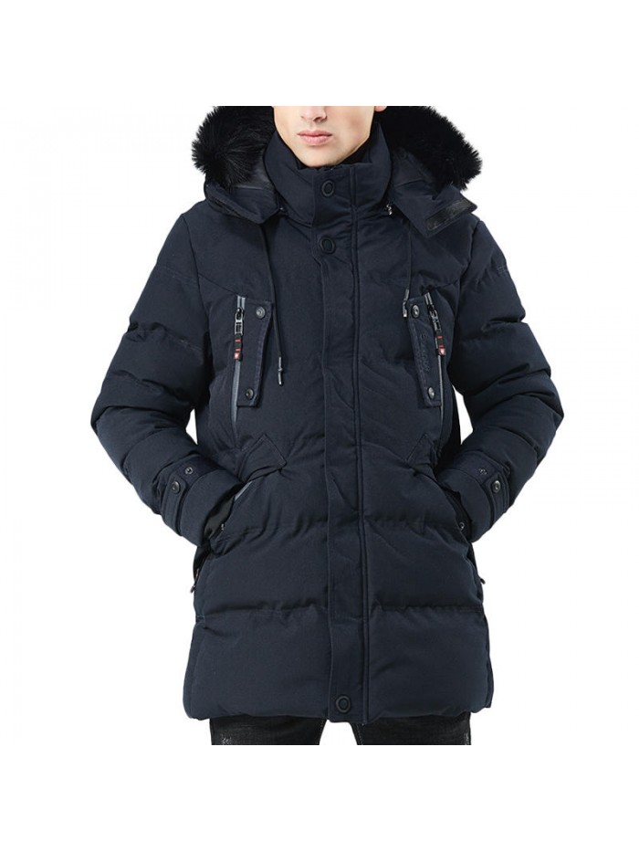 Winter Thick Warm Windproof Removable Furry Hood Outwear Jacket Parka for Men