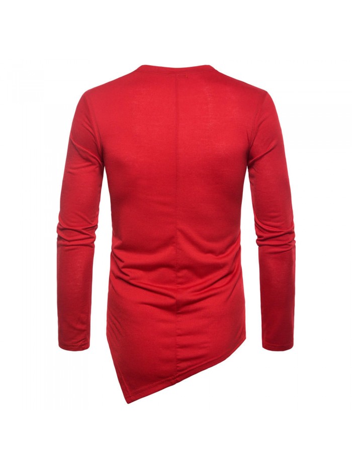 Men contrast color block long sleeves