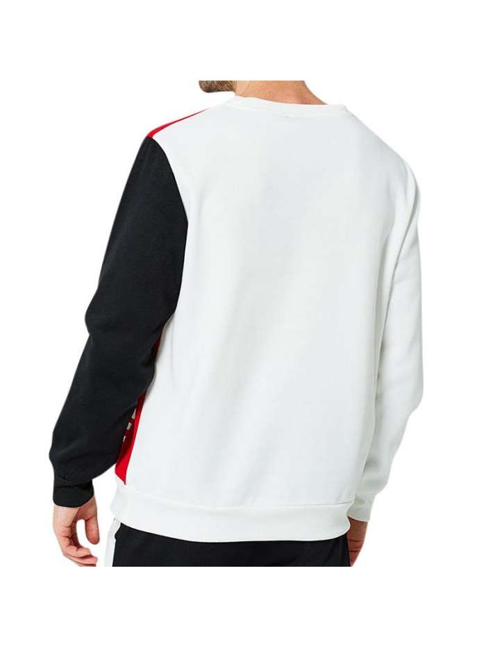 Men's Casual Round Neck Loose Sweatshirt Color Block Printing Long Sleeve Sports Tops