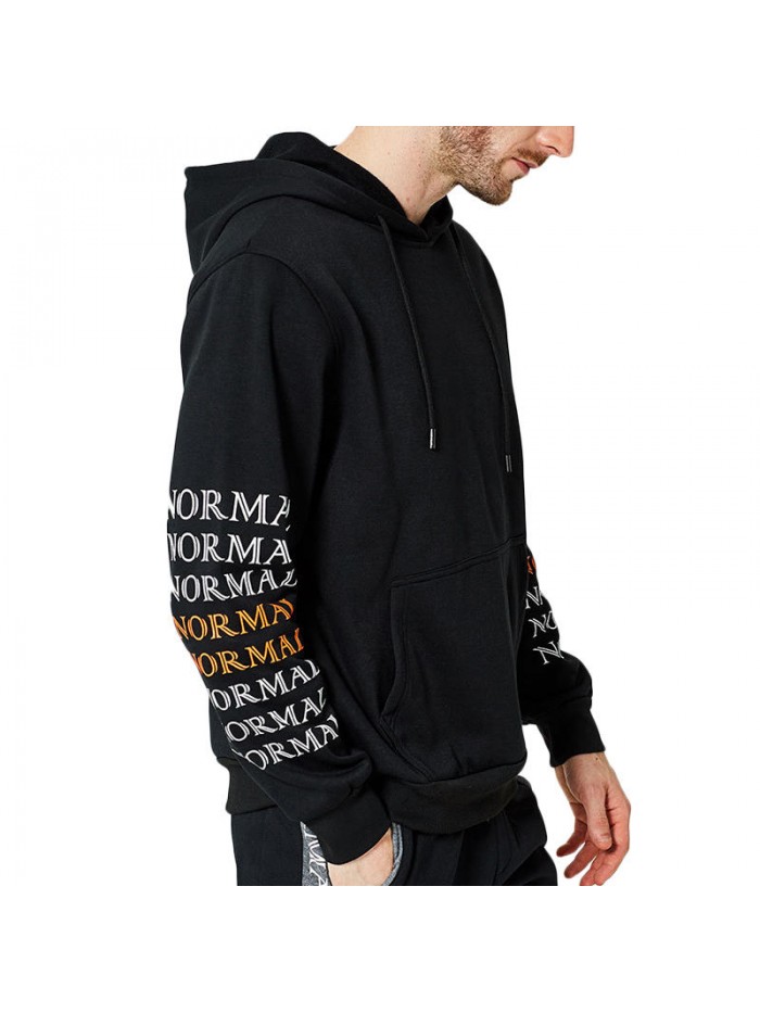 Men's Polyester Letter Thickened Drawstring Overhead Sports Hoodies Sweatshirt