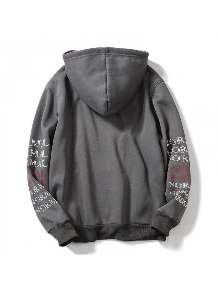 Men's Polyester Letter Thickened Drawstring Overhead Sports Hoodies Sweatshirt