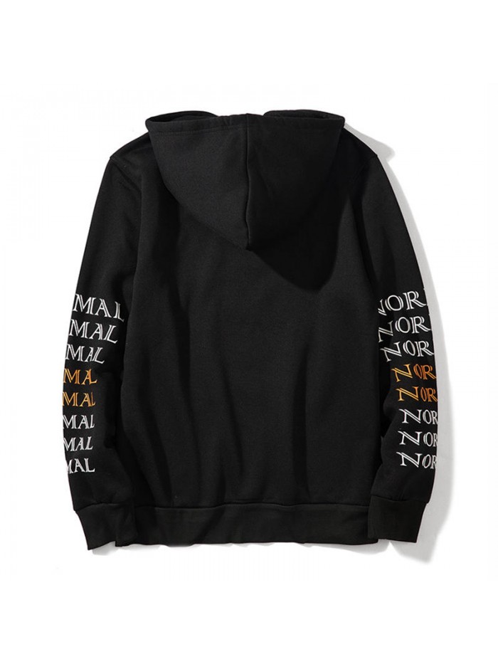 Men's Polyester Letter Thickened Drawstring Overhead Sports Hoodies Sweatshirt