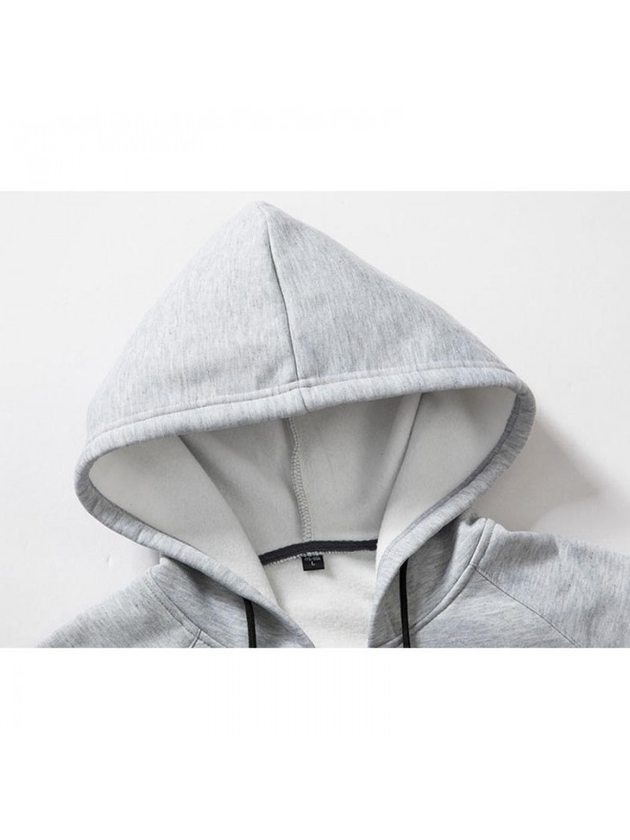 Men's Autumn Polyester Loose Hoodies Zipper Fashion Patchwork Casual Sweatshirt