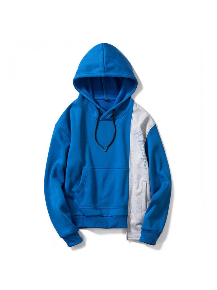 Men's Outdoor Polyester Loose Hooded Drawstring Patchwork Casual Sweatshirt