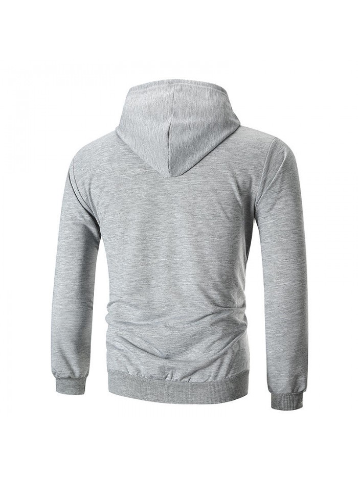 Men's Fashion Solid Color Pocket Zipper Design Long Sleeve Hoodies Sweatshirt