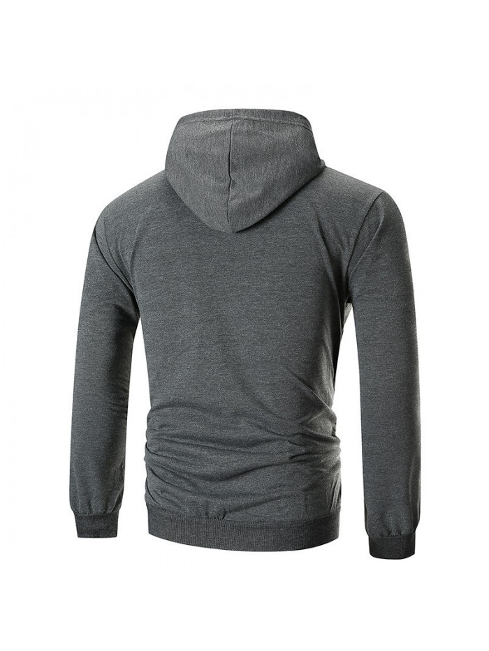 Men's Fashion Solid Color Pocket Zipper Design Long Sleeve Hoodies Sweatshirt