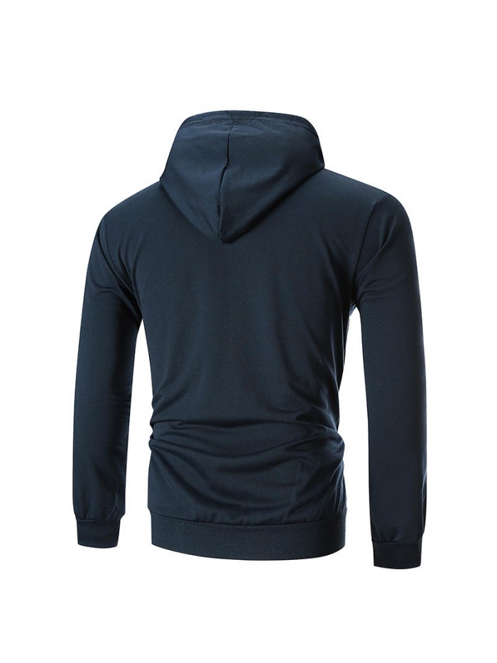 Men's Fashion Solid Color Pocket Zipper Design Long Sleeve Hoodies Sweatshirt