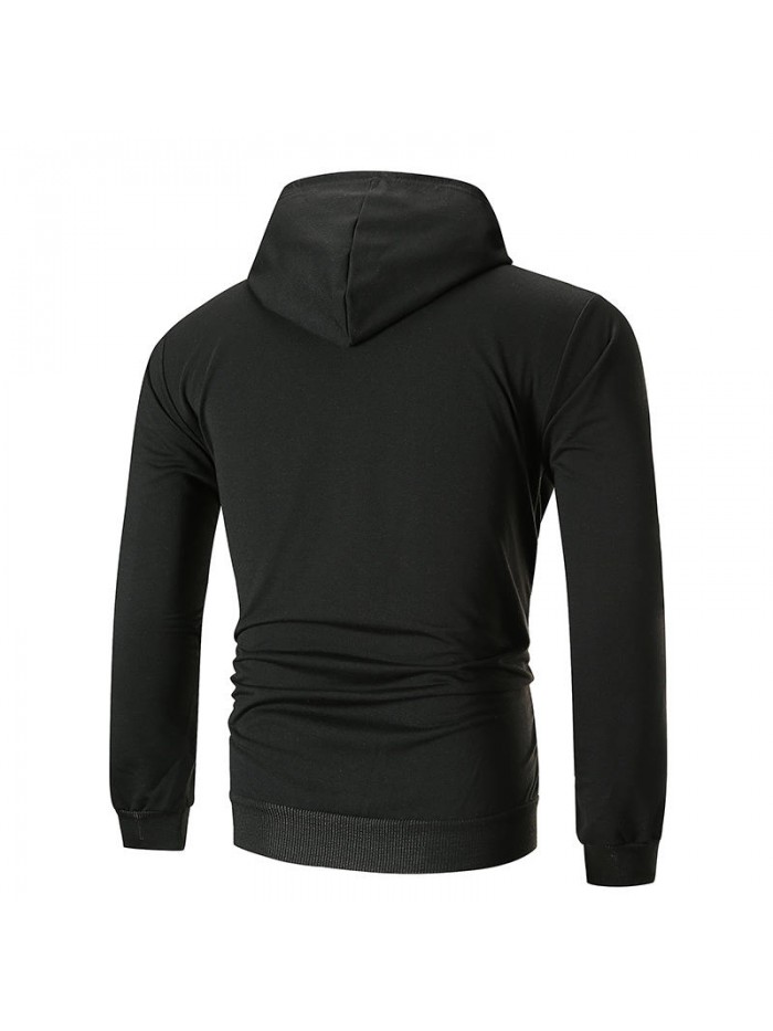 Men's Fashion Solid Color Pocket Zipper Design Long Sleeve Hoodies Sweatshirt