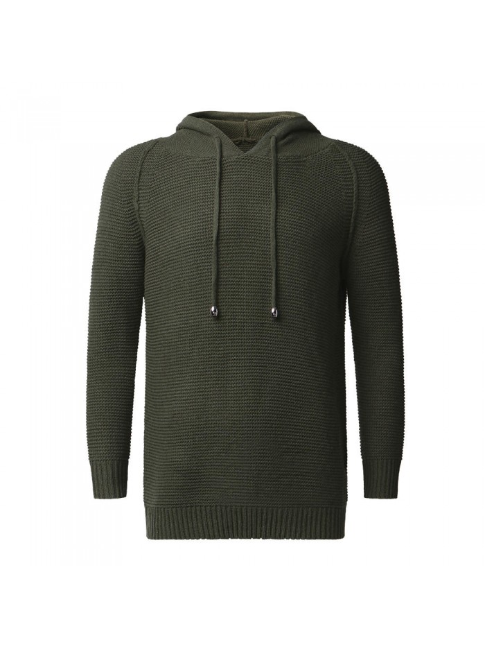 Mens Pullover Long Sleeve Hooded Knitted Slim T-Shirts