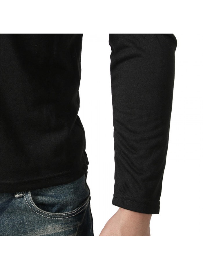 Mens Hip-hop Style Pile Heap Collar Hooded Design Black Slim Fit T-shirts