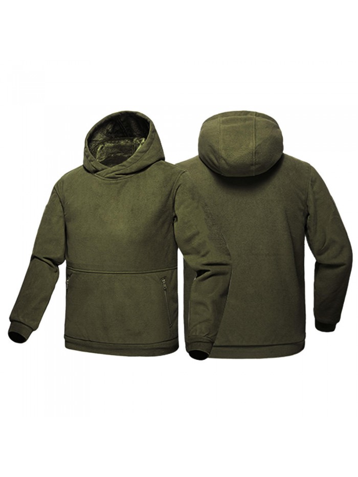 Men's Casual 100% Polyester Winter Loose Comfy Warm Pure Color Outdoor Hooded Sweatshirt