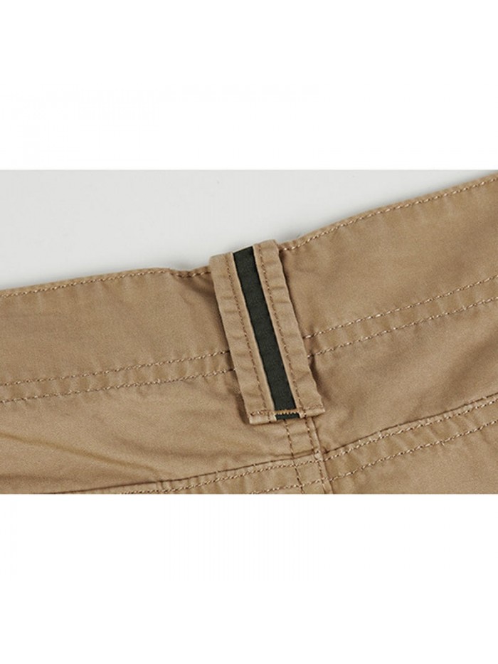 Men's Casual Multi Pockets Cotton Thick Solid Color Zipper Fly Straight Leg Pants