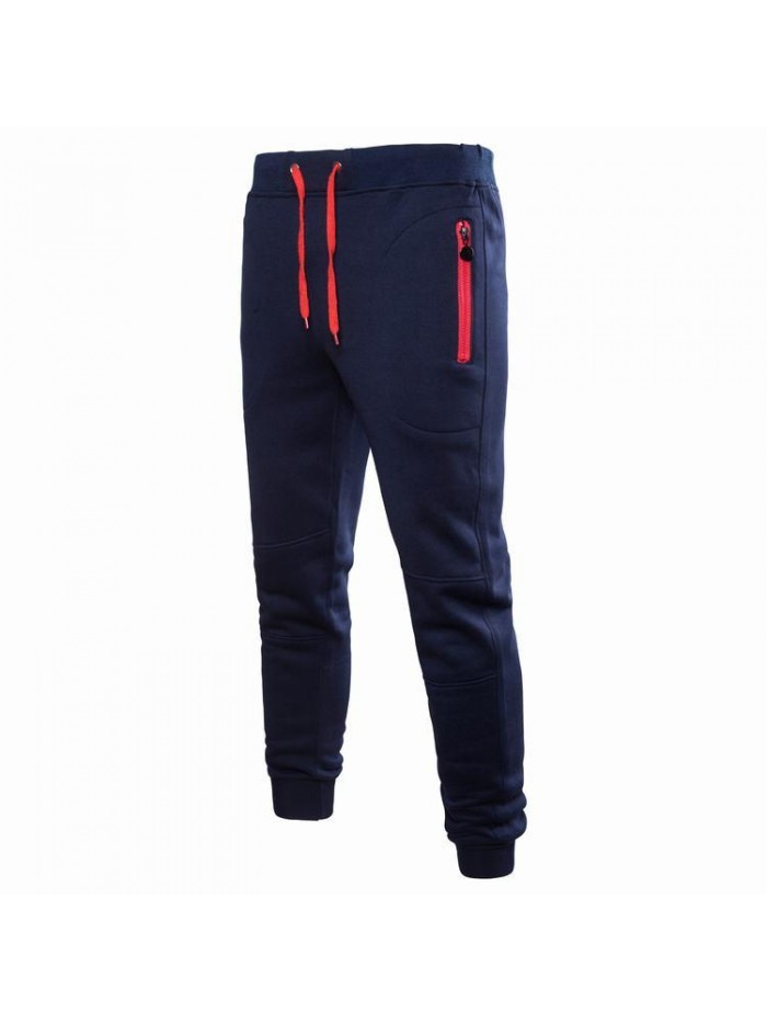 Men's Outdoor Cotton Drawstring Pure Color Fit Sports Casual Pencil Pants