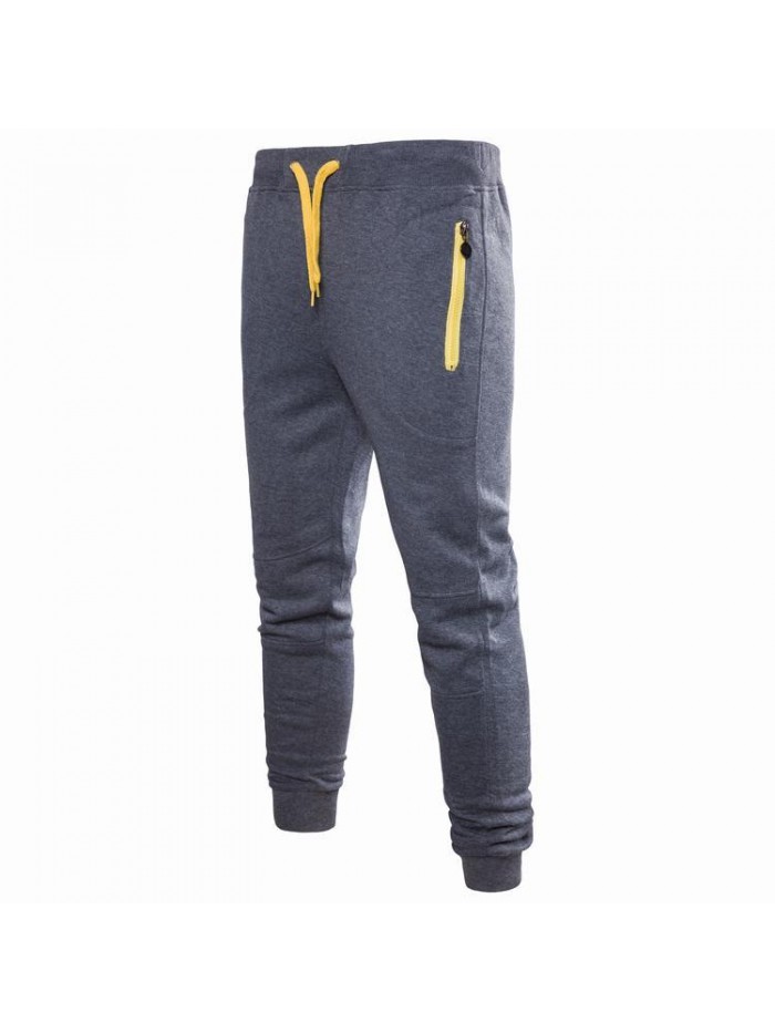 Men's Outdoor Cotton Drawstring Pure Color Fit Sports Casual Pencil Pants