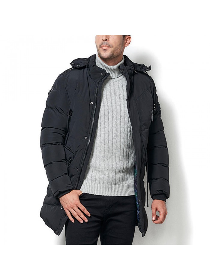 Mens Plus Size Thickened Warm Hooded Mid Long Winter Padded Jacket Parka