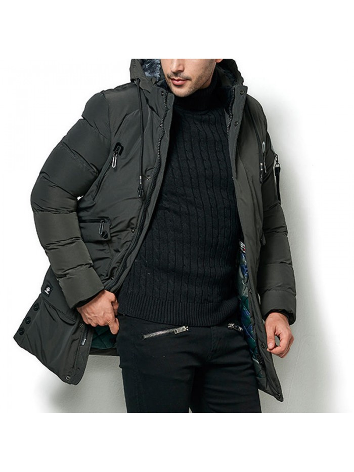 Mens Thick Warm Hooded Winter Outdoor Padded Jacket Plus Size Parka